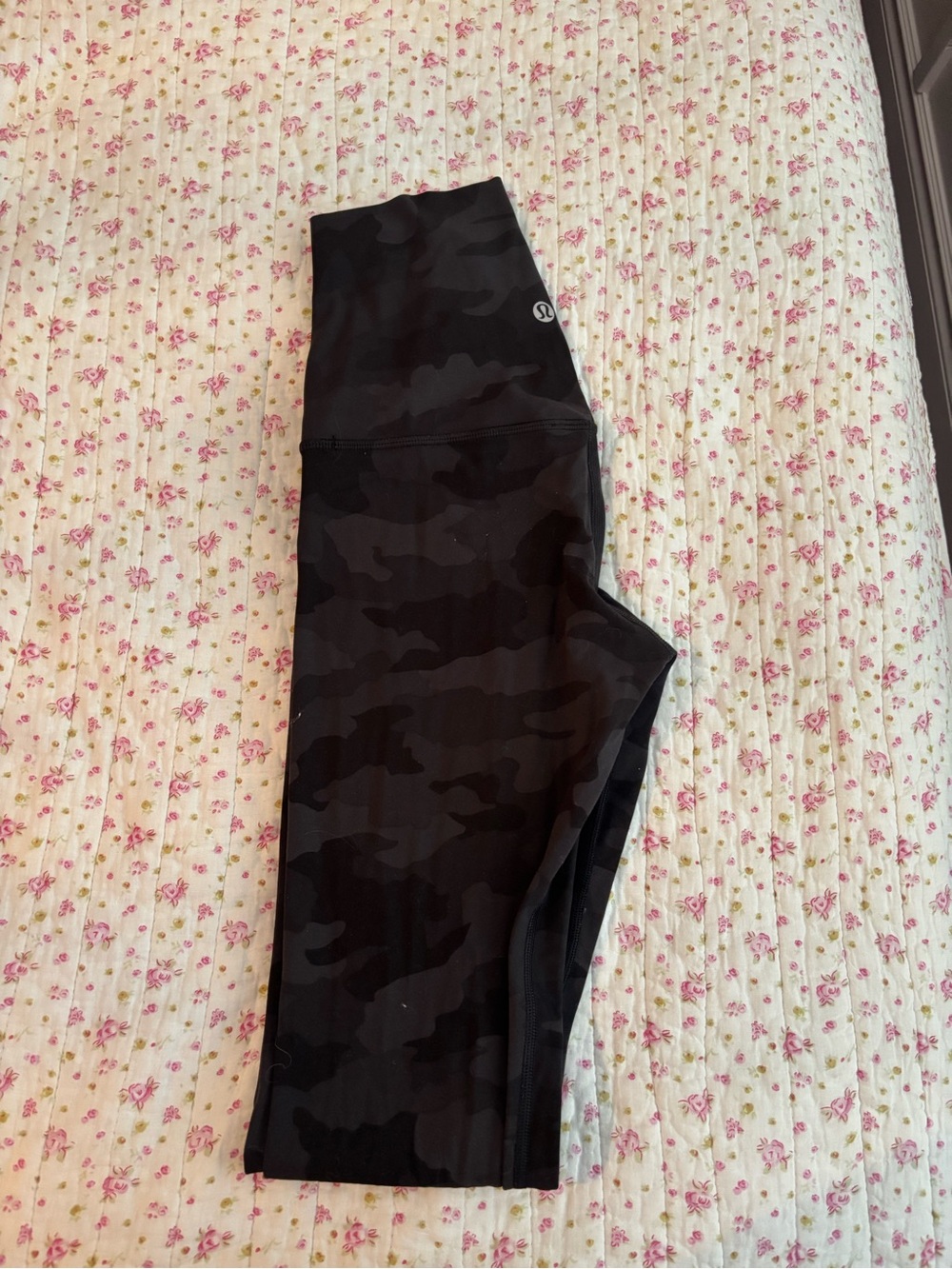 2 pairs (size 4, size 6) lululemon athletica Womens' Black Camo Leggings